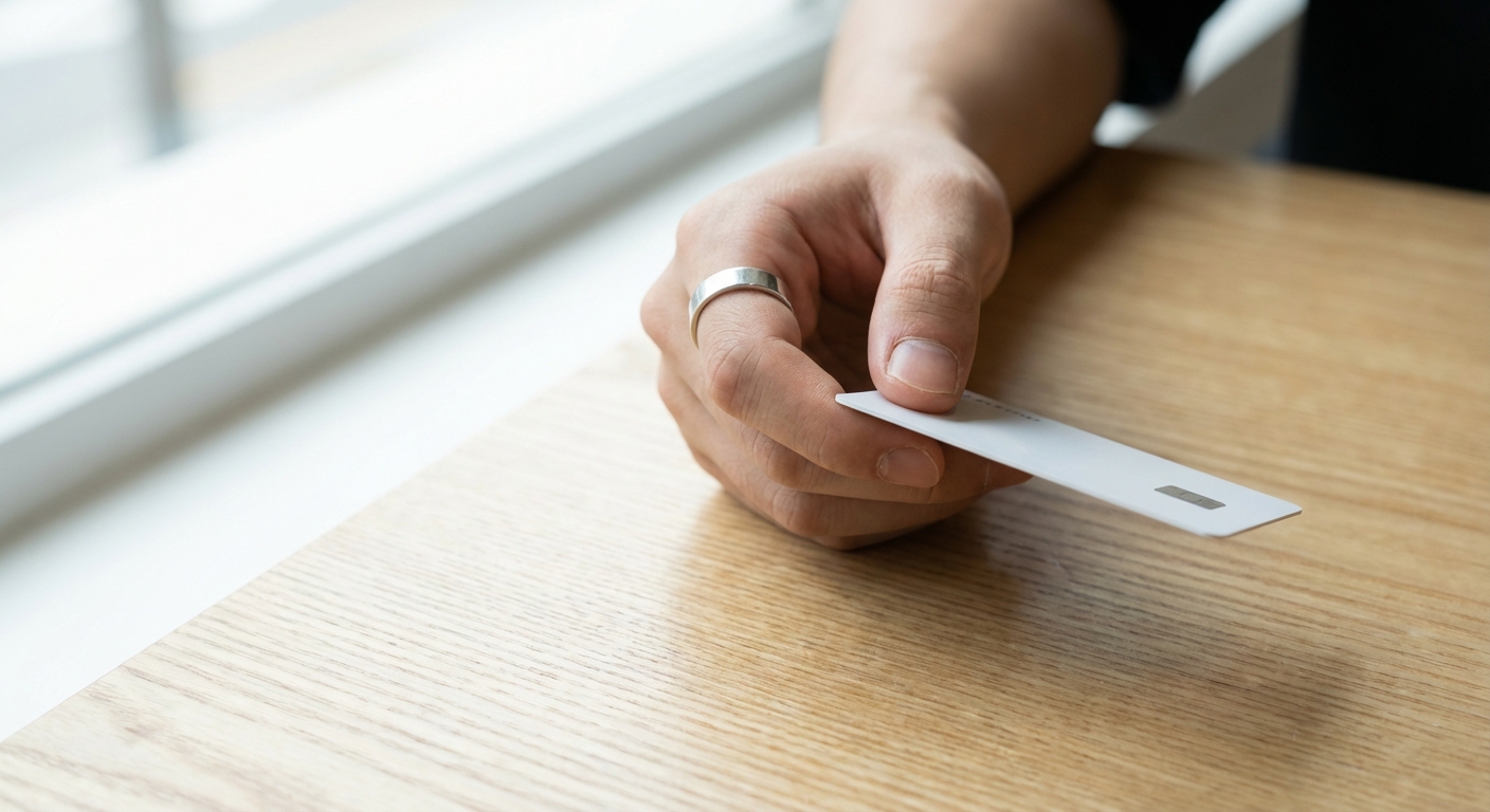 책상 위에 놓인 나라사랑카드를 손으로 집는 모습의 썸네일 이미지