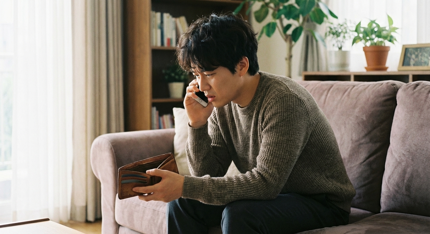 스마트폰으로 나라사랑카드 분실 신고를 하는 모습