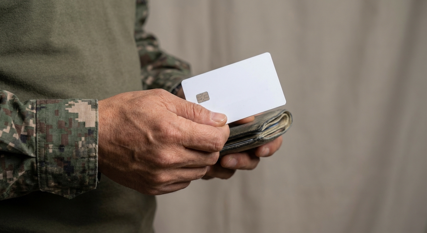 군복을 입은 군인의 손이 나라사랑카드를 들고 있는 썸네일 이미지.