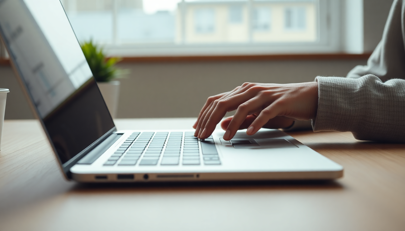 AI 이미지 생성 도구를 노트북으로 사용하는 모습을 담은 블로그 썸네일 이미지.