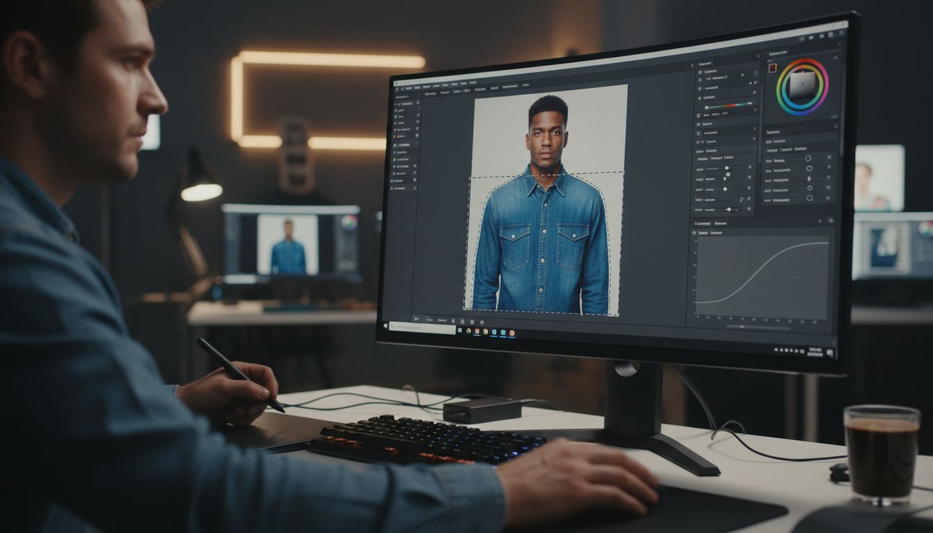 AI 이미지 편집 과정에서 실제 사진을 수정하는 모습