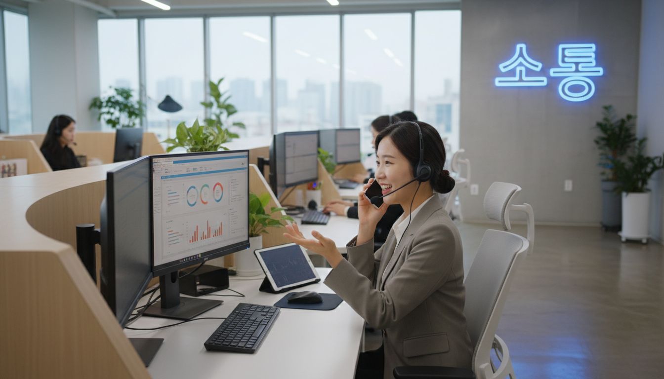 쿠팡 고객센터 상담원이 전화를 받고 있는 모습