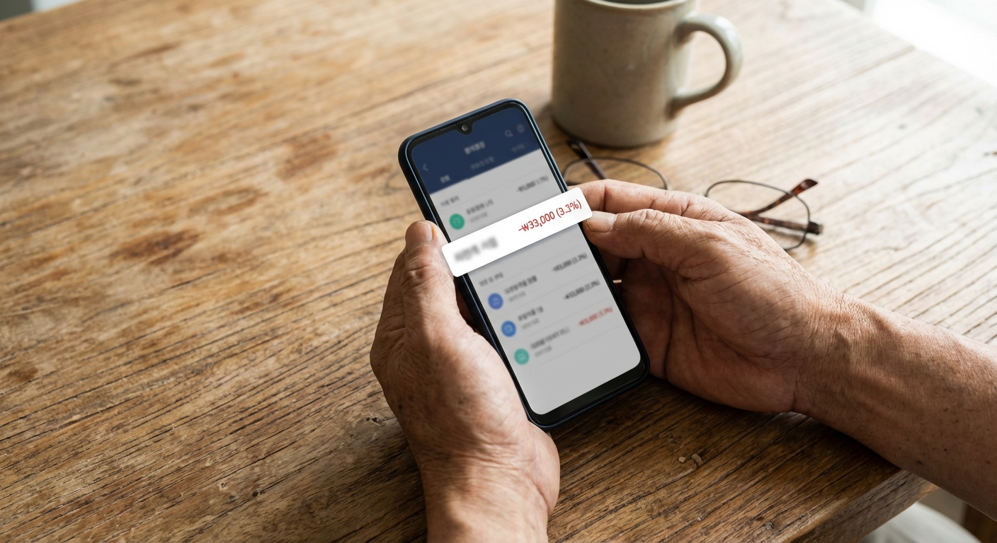 스마트폰으로 3.3% 원천징수 내역을 확인하는 모습
