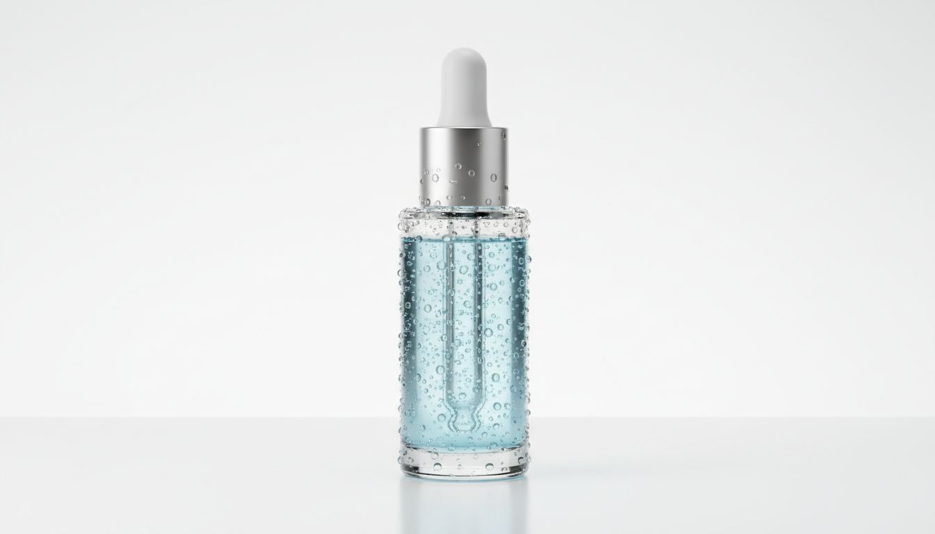 깨끗하고 고급스러운 투명 유리 세럼 병 제품 사진