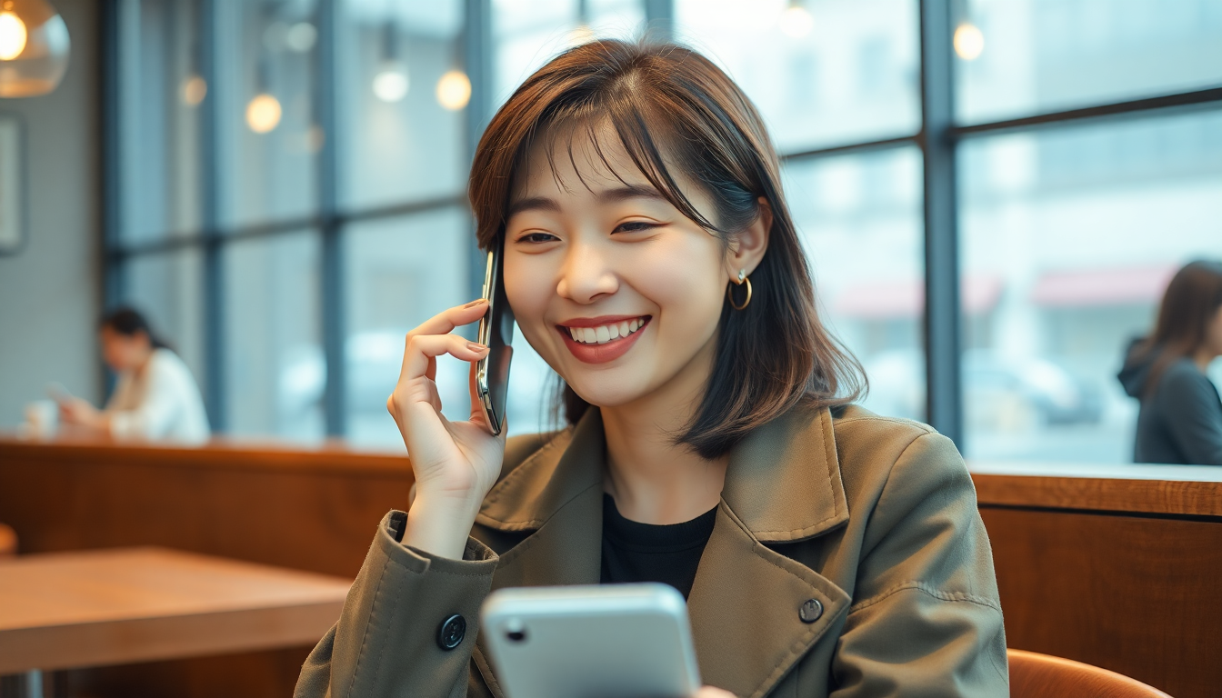 고객센터 상담원과 통화하며 안도감과 만족감을 느끼는 밝은 표정의 젊은 한국 여성