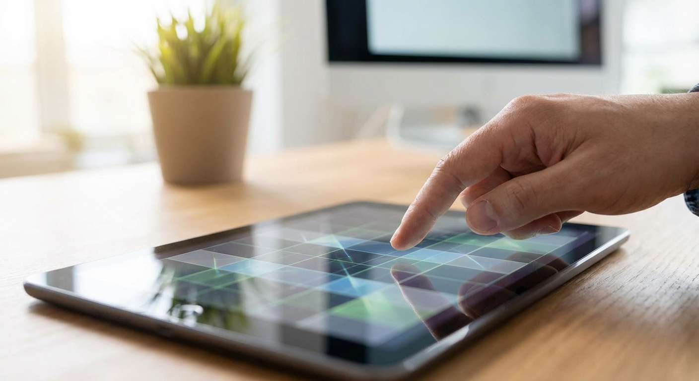 사진 한 장으로 AI 숏츠 영상 만드는 법: 2026년 앱으로 아기/강아지 댄스 영상까지 2 한국인 성인이 태블릿 화면에서 AI 모션 선택 인터페이스를 조작하는 모습