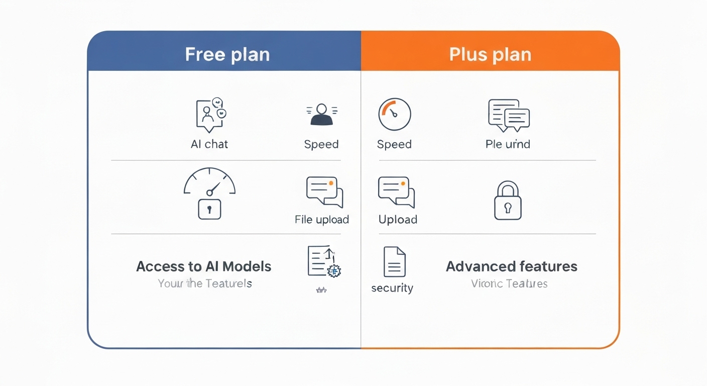 무료 플랜과 유료 플랜의 주요 차이점을 한눈에 보여주는 인포그래픽
