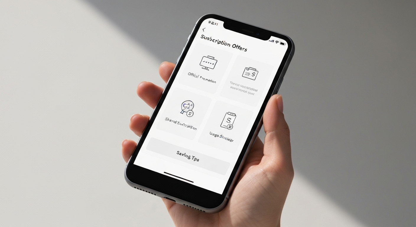 핸드폰 화면에 할인 프로모션 및 구독 절약 팁이 표시된 모습