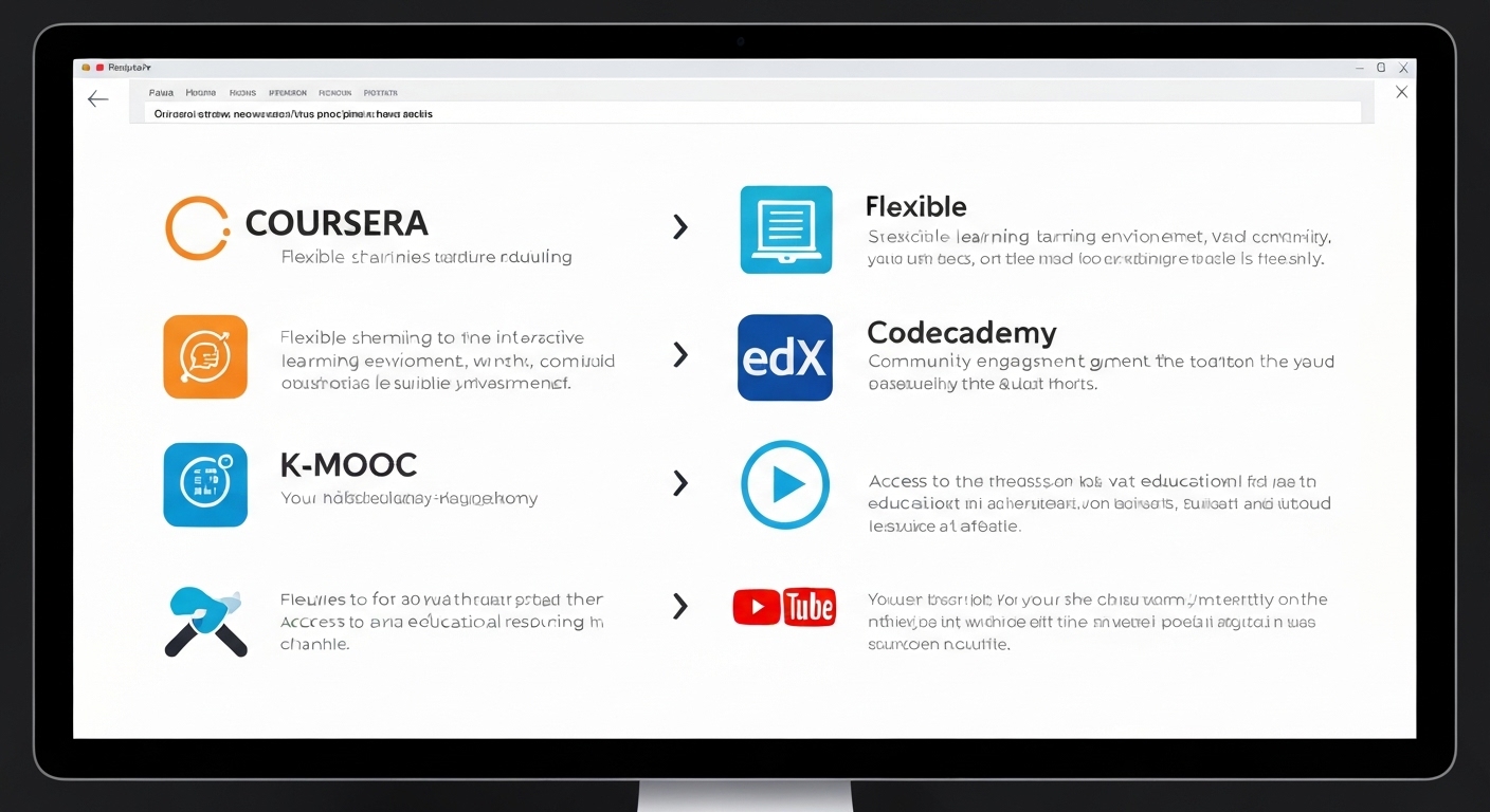 국내외 무료 파이썬 온라인 강의 플랫폼을 비교하는 인포그래픽 이미지