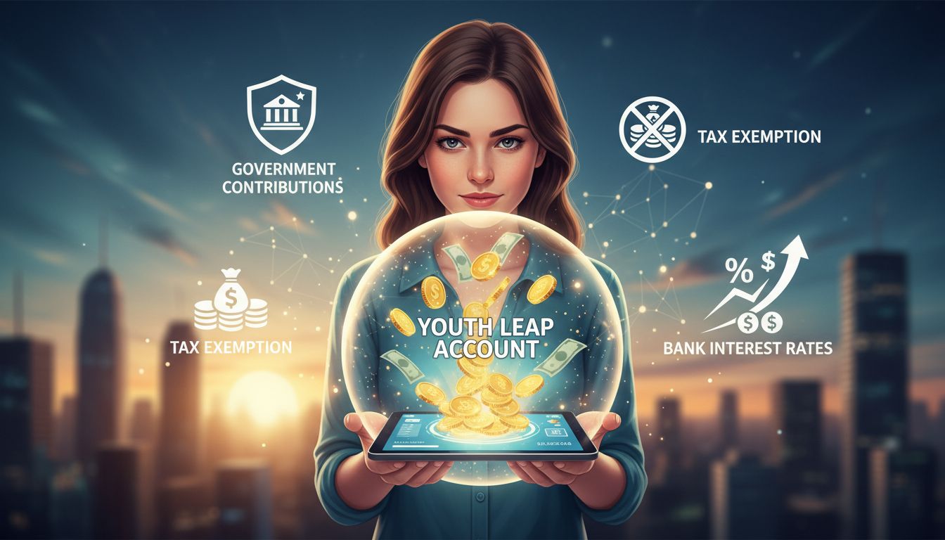 청년도약계좌의 핵심 요소를 시각화한 청년의 저축 이미지