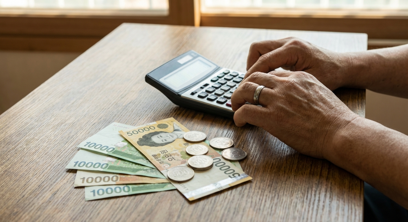 주휴수당을 계산하는 손과 계산기