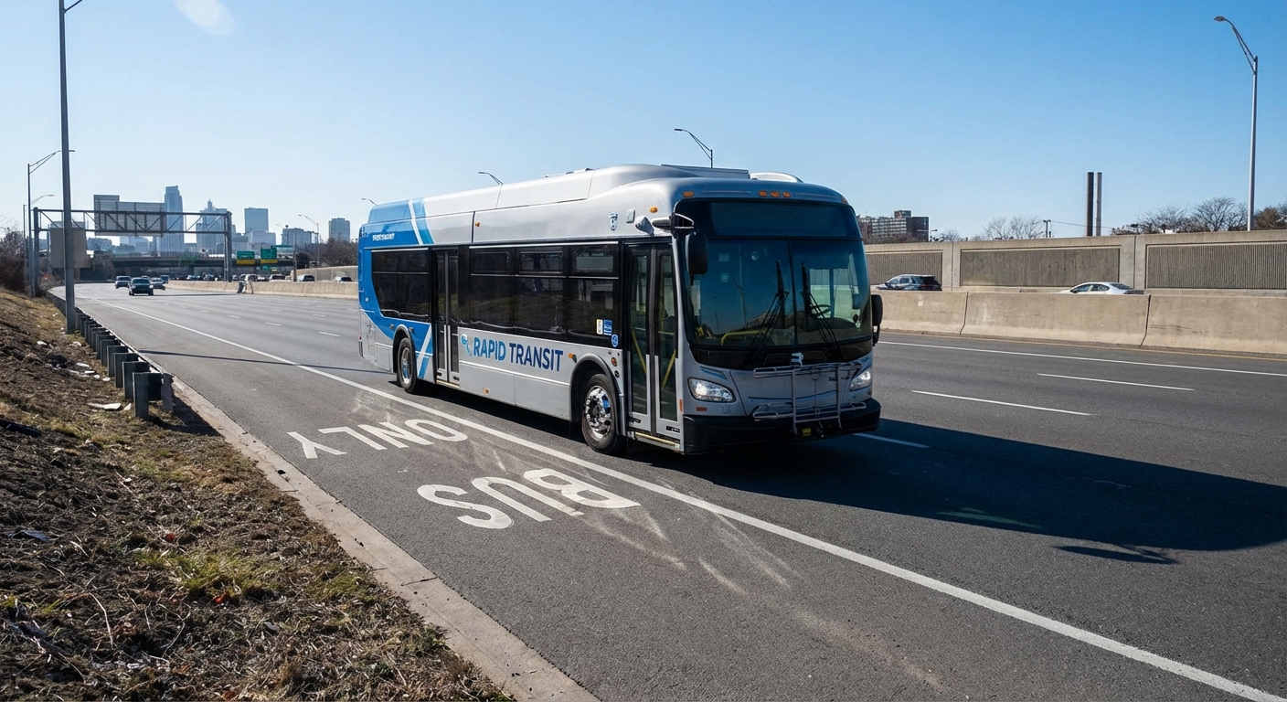 고속도로 버스 전용차로를 달리는 현대식 고속버스