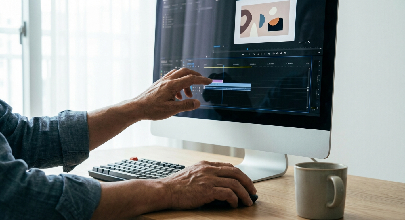 AI 영상 SEO 최적화를 위해 썸네일과 제목을 조정하는 손
